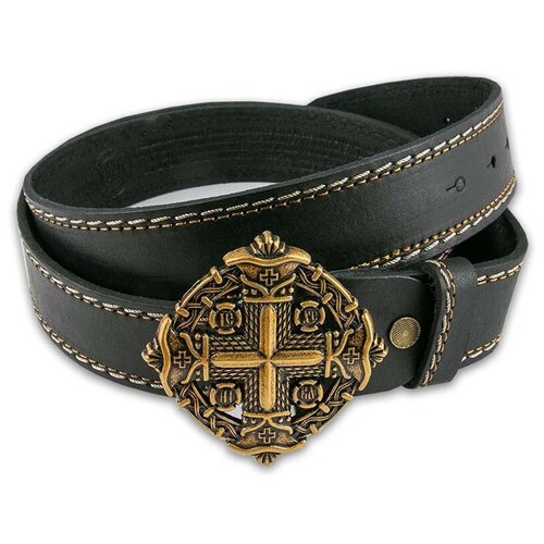фото Ремень мужской «афонский крест» (пряжка фигурная, цвет латунь, кожа, ширина ремня 4 см) скрижаль