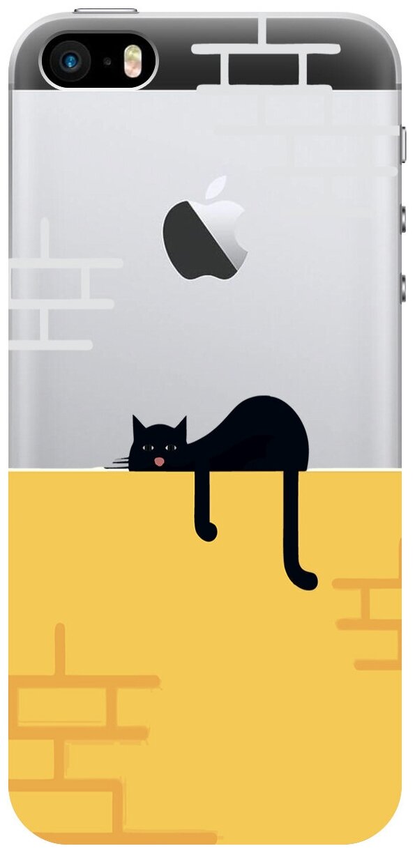 Силиконовый чехол на Apple iPhone SE / 5s / 5 / Эпл Айфон 5 / 5с / СЕ с рисунком "Lazy Cat"