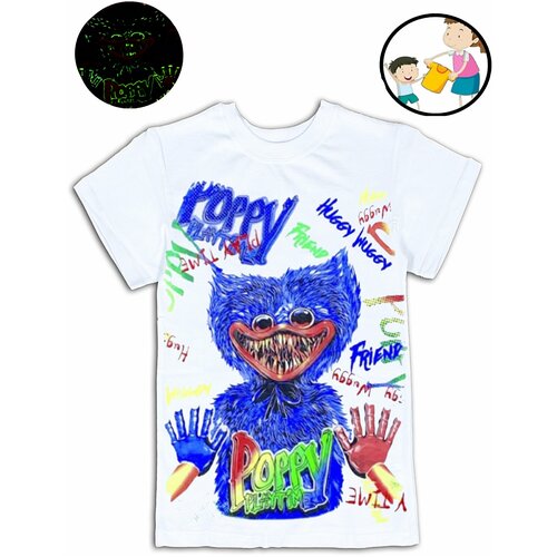 Футболка Huggy Wuggy, цвет черный, размер 134