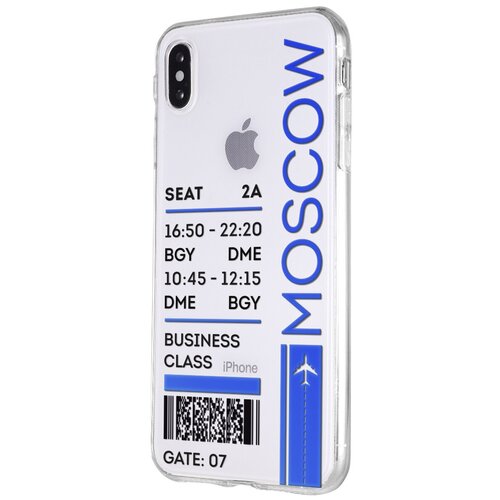 Силиконовый чехол Mcover для Apple iPhone XS Max с рисунком Билет в Москву силиконовый чехол mcover для apple iphone xr с рисунком билет в москву