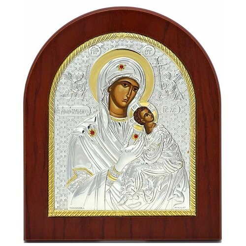 Страстная икона Божией Матери в серебряном окладе. икона божией матери страстная рамка 7 5 10 см