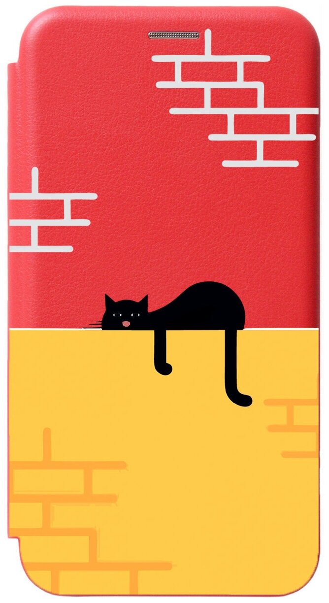 Чехол-книжка на Honor 20 Lite / 20s / Huawei P30 Lite / Хуавей П30 Лайт / Хонор 20 Лайт / 20s с 3D принтом "Lazy Cat" красный