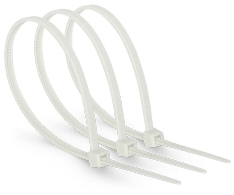 Стяжка кабельная нейлоновая белая Хомут пластиковый ремешок универсальный гибкий фиксатор 4*200 мм ремень стяжной для крепления 50 шт 006-100058