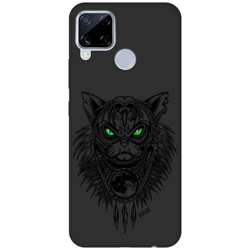 Матовый Soft Touch силиконовый чехол на realme C15, C25, Рилми С15, С25 с 3D принтом Shaman Cat черный матовый soft touch силиконовый чехол на realme c15 c25 рилми с15 с25 с 3d принтом grand wolf черный