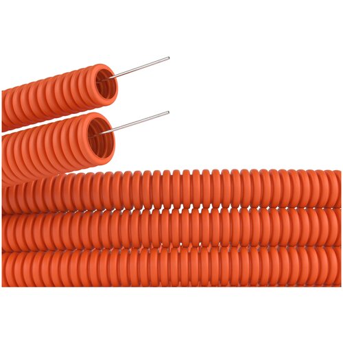 Гофра для кабеля ПНД D 25 мм с протяжкой оранжевая 50 м.DKC Premium.