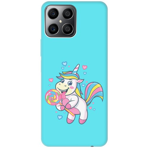 Матовый чехол Unicorn and candy для Honor X8 / Хонор Икс 8 с 3D эффектом бирюзовый матовый чехол unicorn and candy для honor 70 хонор 70 с 3d эффектом черный