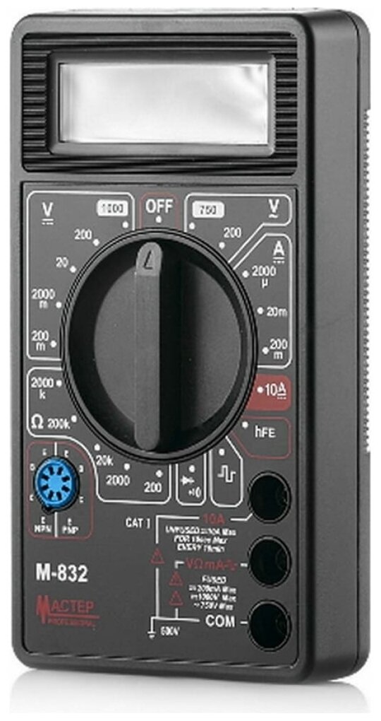 Мультиметр M832, Ac(0.1V.600V) Dc(0.1Mv.600V/2Ma.10A) R(0.1.2Мом), Диод-Тест, 2 Изм. В Сек (арт. 600) - фотография № 3