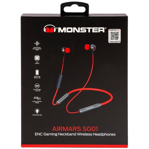 Гарнитура вкладыши Redline Monster Airmars SG01 красный беспроводные bluetooth в ушной раковине УТ000028688 414500₽