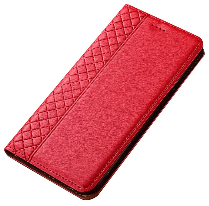 Чехол-книжка Чехол. ру для iPhone 12 Pro Max (6.7) из качественной импортной натуральной кожи дорогой элитный с элегантной стеганой прошивкой красный.