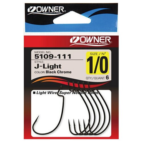 Крючок Owner 5109 №01 (В-94) крючки owner 5109 111 j light worm hook bc офсетник 1 0 6шт