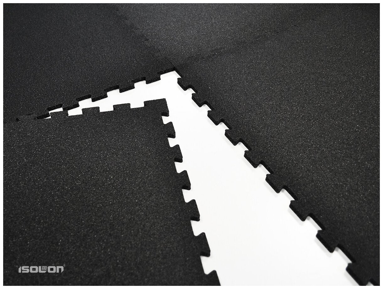 Мат коврик-пазл для тренажеров и фитнеса Isolon, 50х50 см, в комплекте 4 шт, темно-серый
