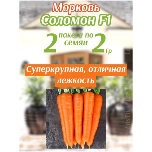 Морковь Соломон F1 2 пакета по 2г семян морковь без сердцевины 2 пакета по 2г семян