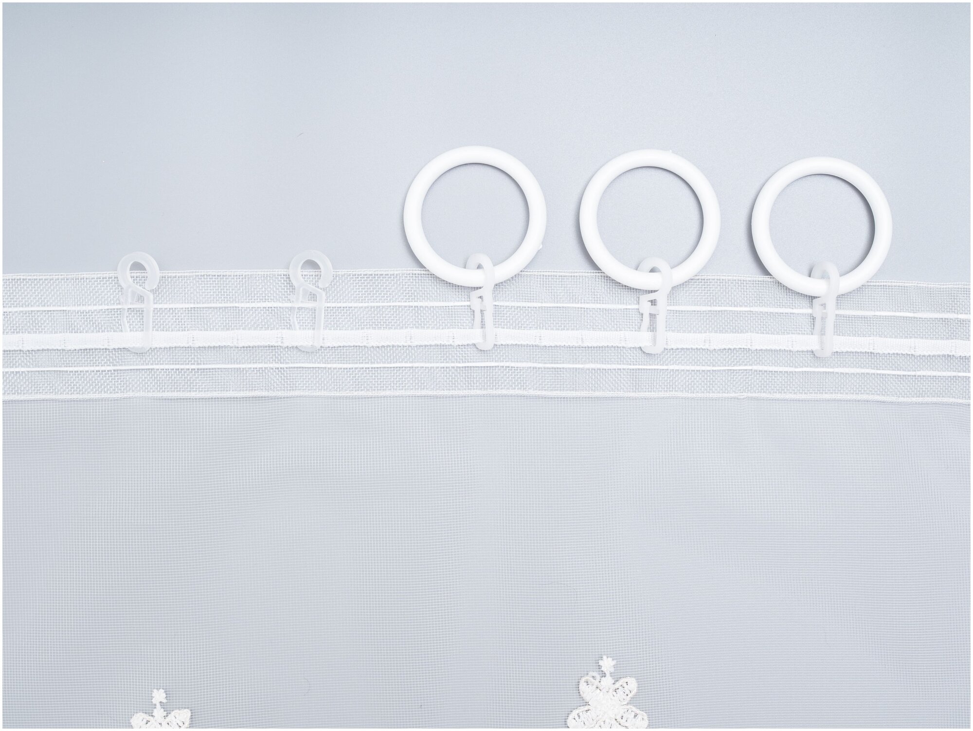 Тюль Лира вышивка на сетке, высота 260, ширина 300, цвет кремовый на шторной ленте - фотография № 12