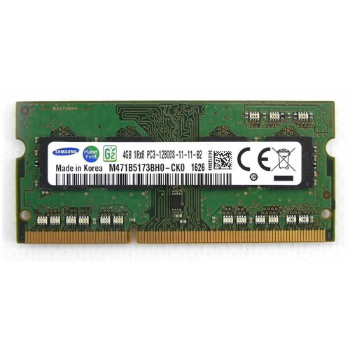 Оперативная память 4 ГБ 1 шт. Samsung DDR3 1R8 1600 SO-DIMM 4Gb 12800 Мб/с (M471B5173BH0-CK0)