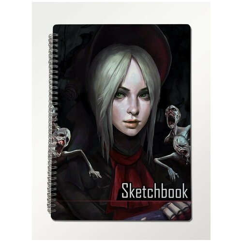 Скетчбук А4 крафт 50 листов Блокнот для рисования игра Bloodborne (Охотник, Doll, Кукла, PS 5, PS 4, PS 3, Xbox 360) - 214 В