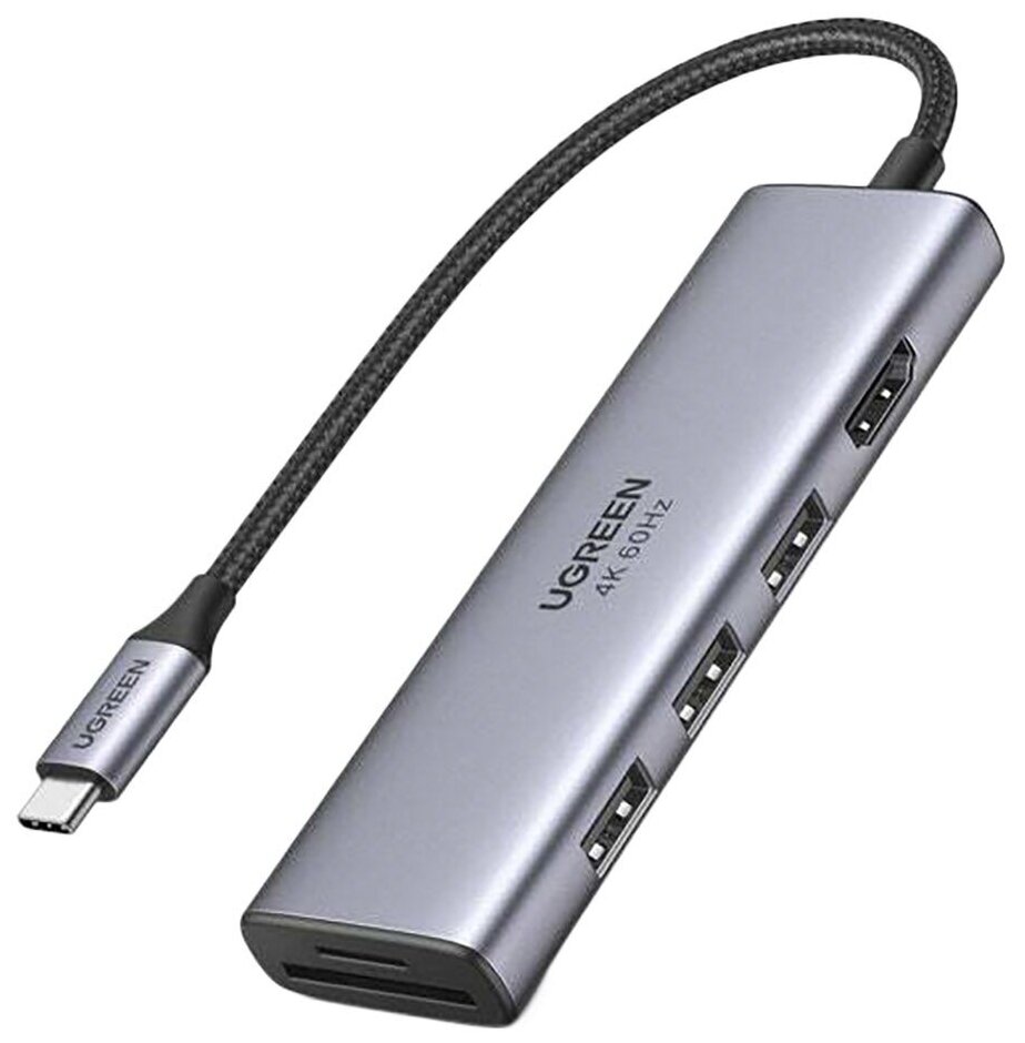 USB концентратор Ugreen Premium 6 в 1 (хаб), USB 3.0, HDMI, TF/SD (60383)