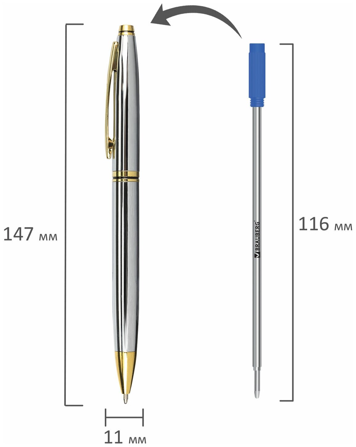 Ручка шариковая Brauberg De Luxe Blue подарочная синяя 0.7мм - фото №7