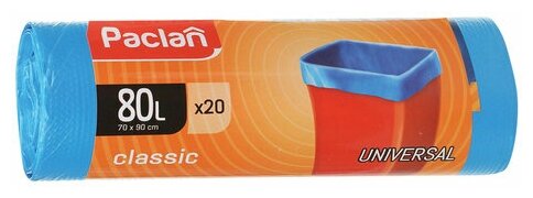 фото Мешки для мусора 80 л синие в рулоне 20 ПНД 12 мкм 70х90 см PACLAN "Classic", 5 шт