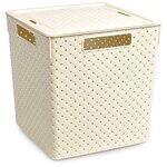 Коробка для хранения «Береста», 23 л, квадратная, с крышкой, цвет слоновая кость - изображение