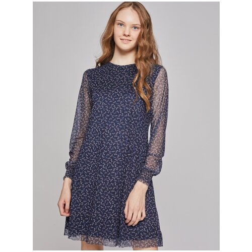 фото Платье из сетки с цветочным принтом, цвет синий, размер xs zolla