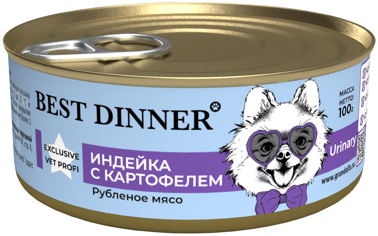 Best Dinner Vet Profi Urinary консервы для собак при профилактике и лечении рецидивов МКБ (Индейка, 100 г.) - фото №1