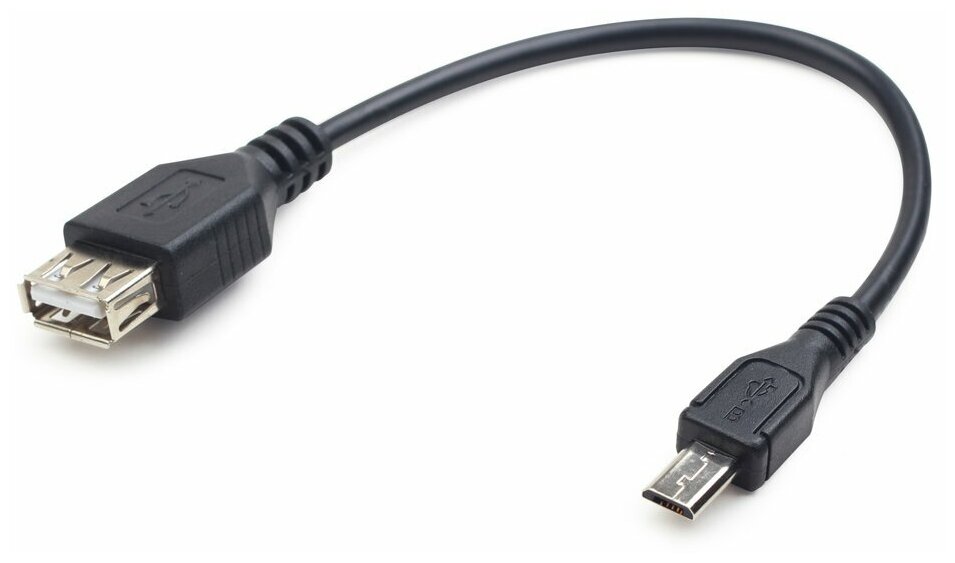 Кабель USB 2.0 OTG Cablexpert A-OTG-AFBM-03 USBAF/MicroBM, 0.15 м, удлиненный разъем micro USB - 9мм, пакет