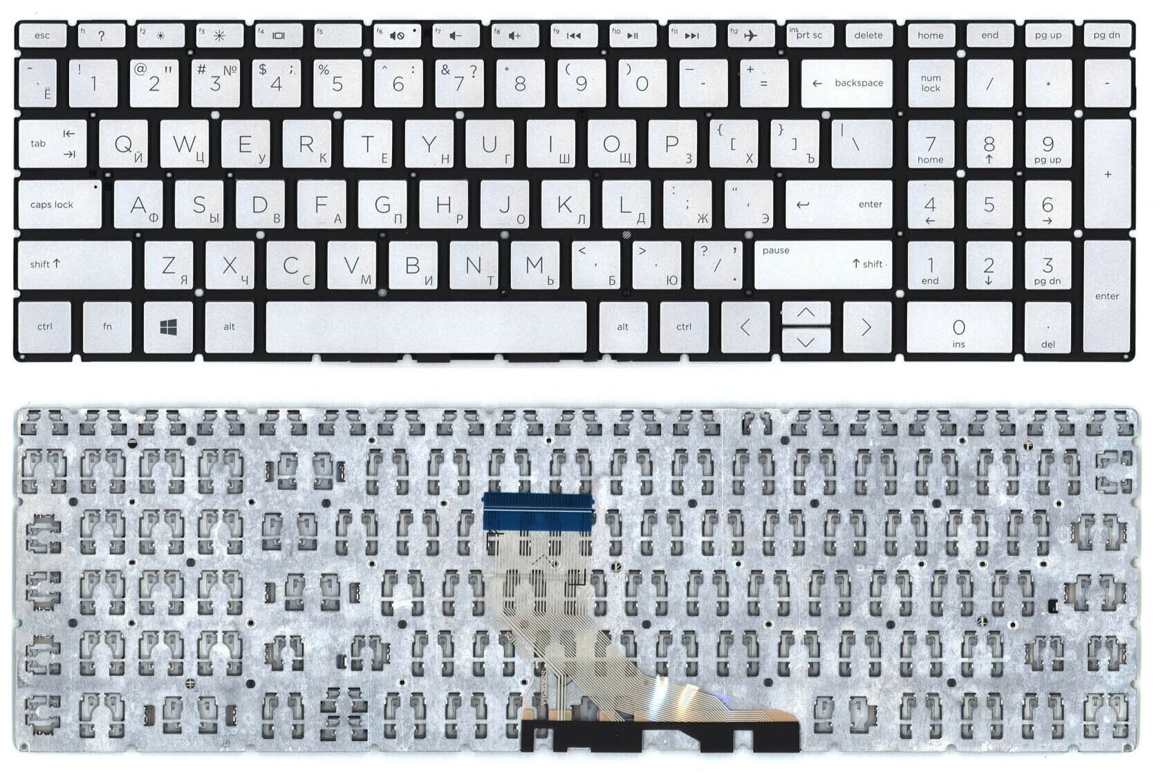 Клавиатура (keyboard) NSK-XN9BC для ноутбука HP 15-db000 15t-db000 15-db0000au 15-db0000ax HP 15-da 15-da000 серебристая