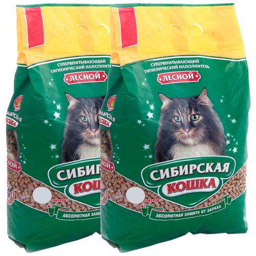 Сибирская кошка лесной наполнитель древесный для туалета кошек (10 + 10 л)