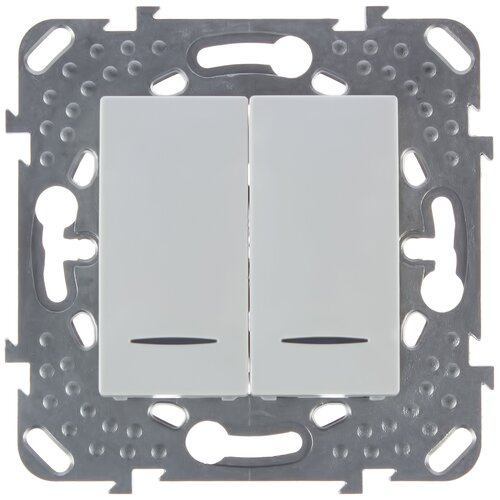 Переключатель встраиваемый Schneider Electric Unica 2 клавиши с подсветкой, цвет бежевый