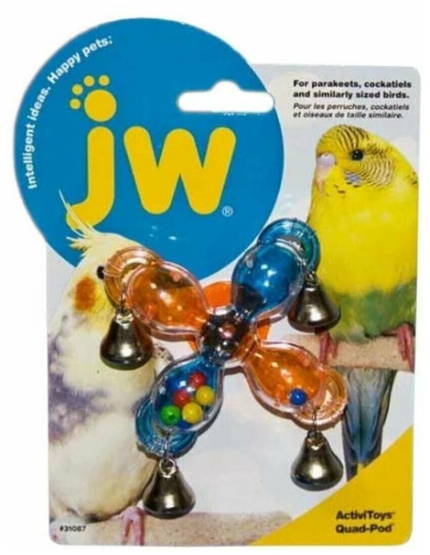 J.W. Игрушка для птиц - Мельница с колокольчиками, пластик Activitoy Quad Pod - фотография № 1