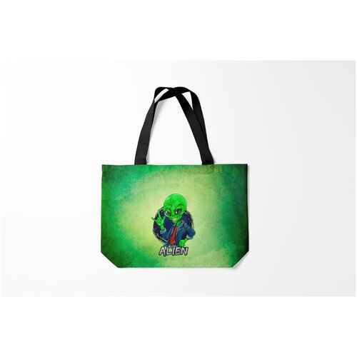 фото Сумка-шоппер / 46х35 см / популярные иллюстрации / инопланетяне пришельцы alien burnettie