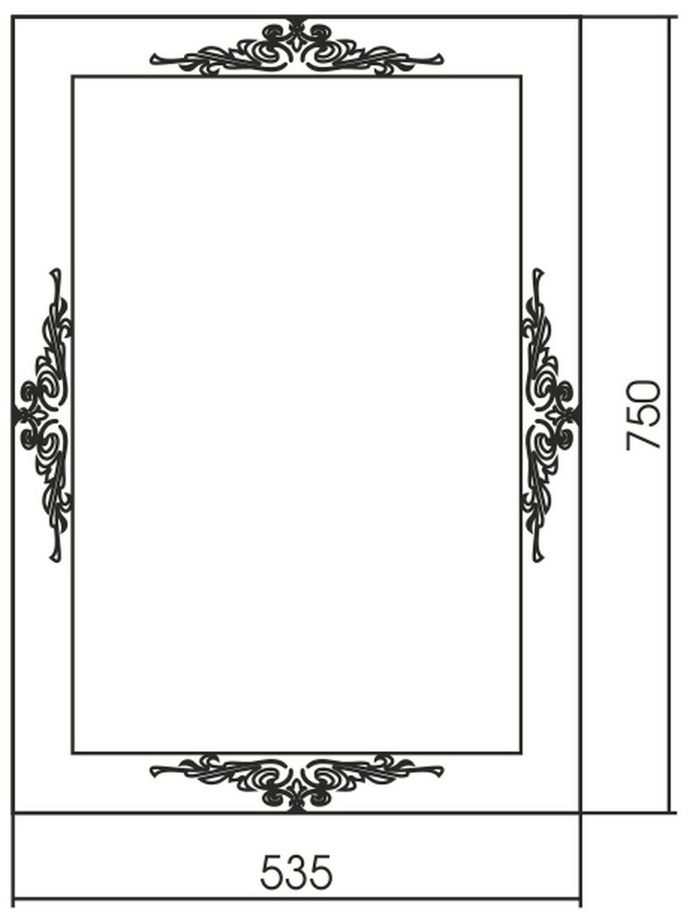 Зеркало MIXLINE "Геральд" 535*750мм пескоструйный рисунок - фотография № 2