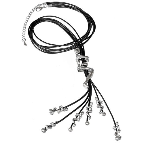 фото Подвеска на шею женская janess "человечки" на шнурке из эко кожи, длина подвески 20 см, ширина 2 см, длина шнурков 75+8 см, вес 70 гр. цвет: серебро