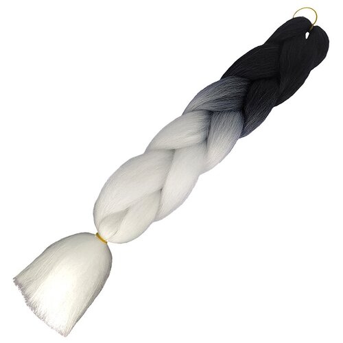 Канекалон коса 60 см, омбре из черного в белый