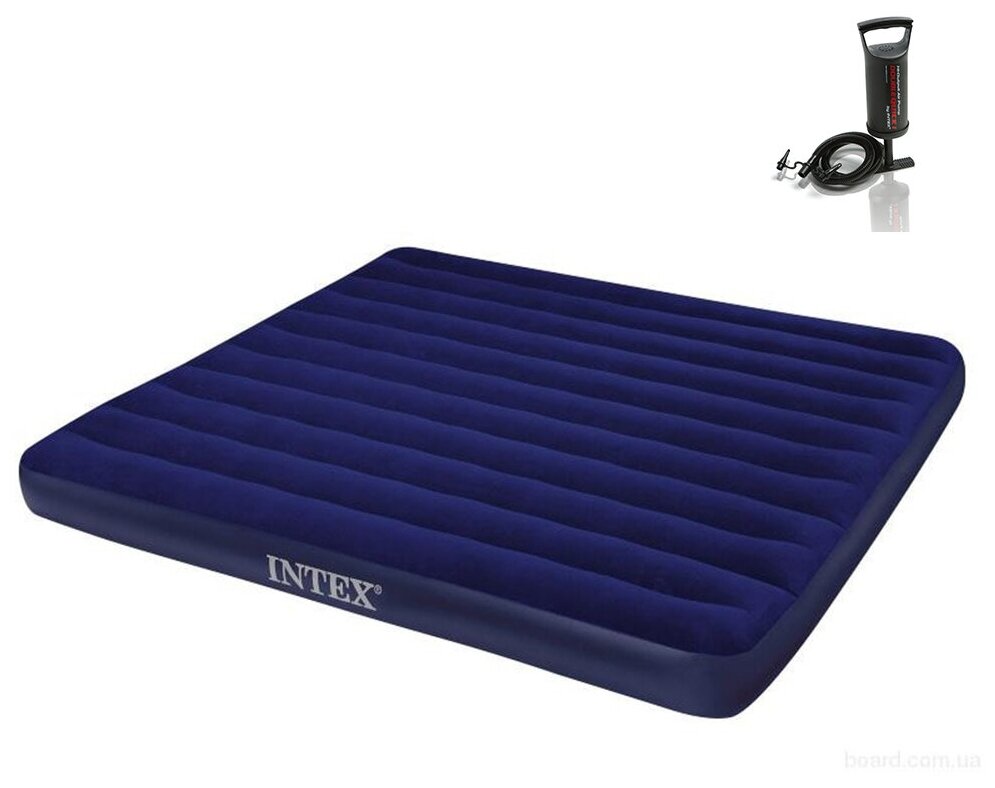 Матрас надувной inteX Classic Downy Airbed Fiber-Tech, 64758, 137 х 191 х 25 см + Насос - фотография № 1