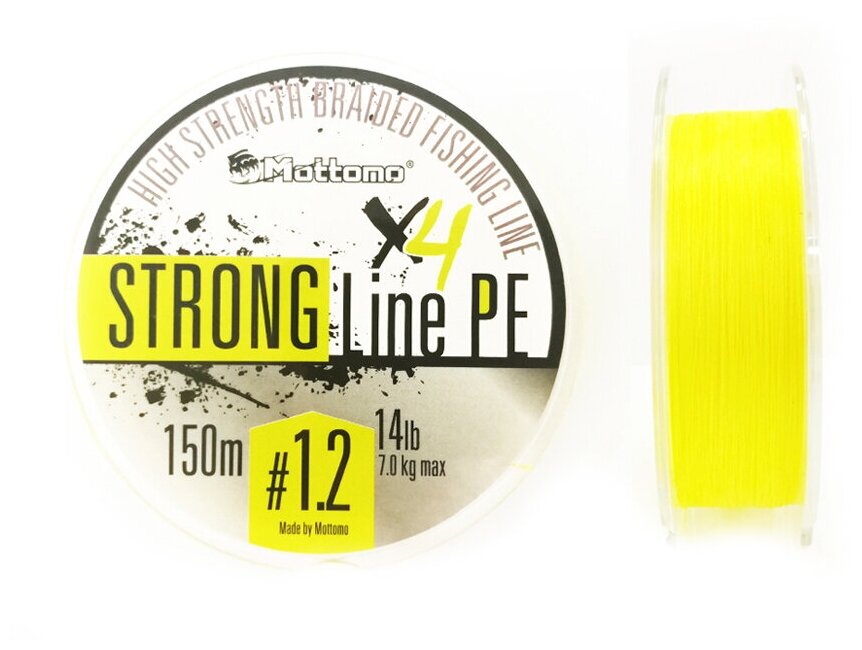 Плетеный шнур Mottomo Strong Line PE Fluo Yellow #1.2/7kg 150m