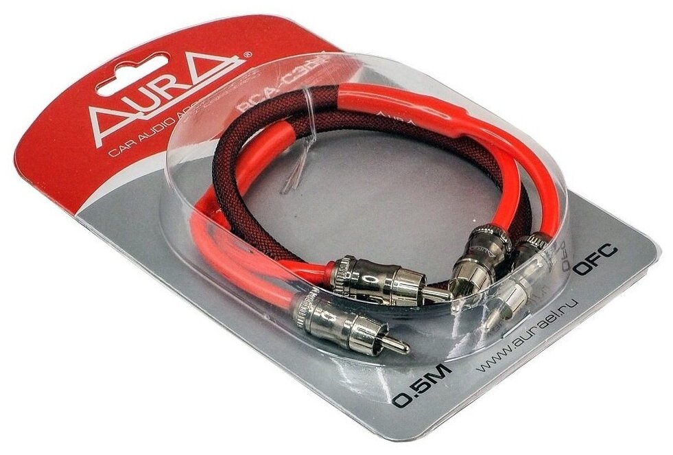 RCA-кабель Aura RCA-C305 красный 2 канала бескислородная медь (OFC) двойной экран 50