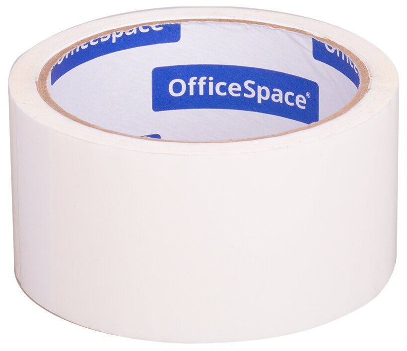 Клейкая лента упаковочная OfficeSpace, 48мм*40м, 45мкм, белая, ШК, 3 штуки