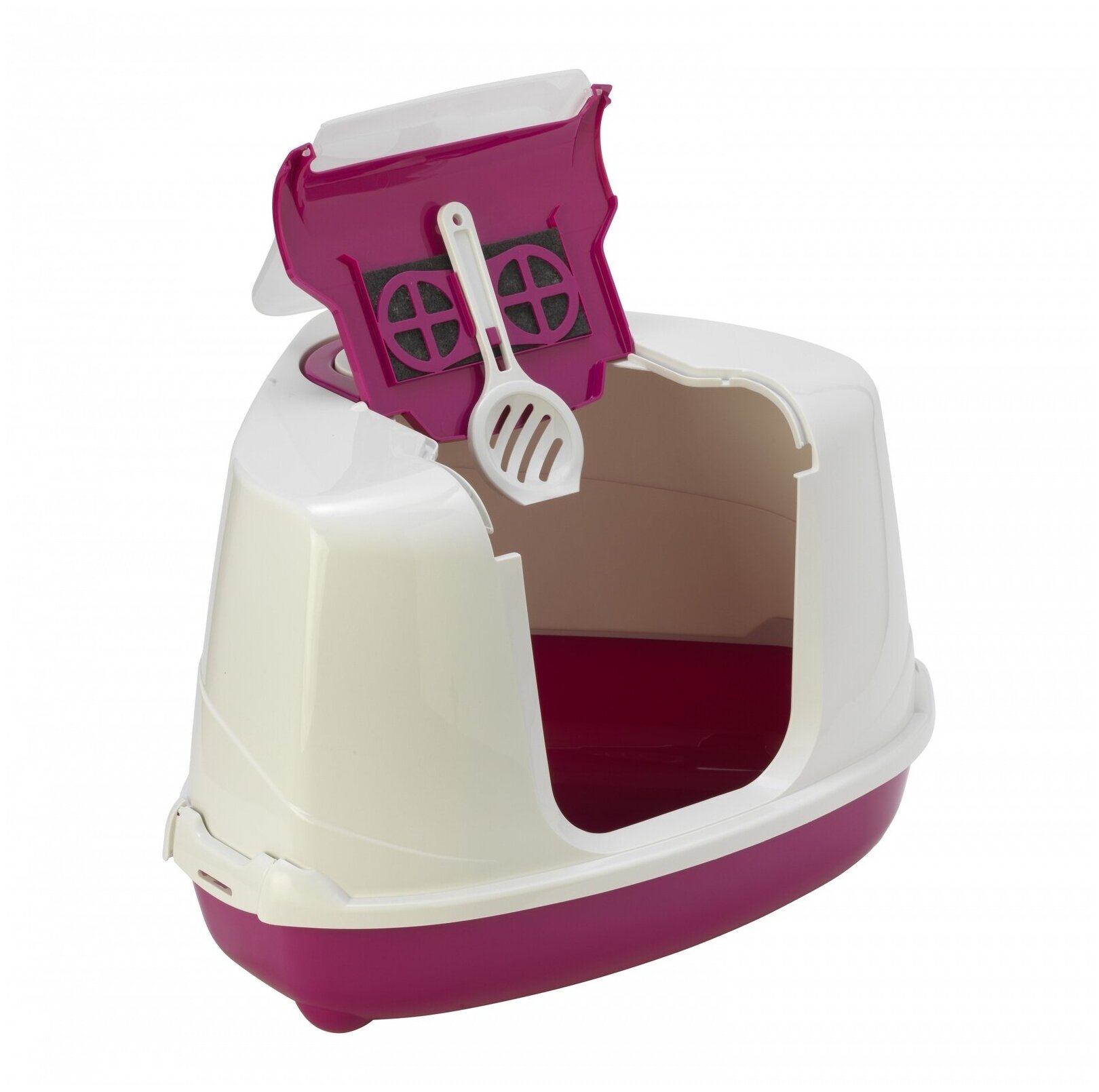 Moderna Туалет-домик угловой Flip с угольным фильтром, 55х45х38см, ярко-розовый, 1,6 кг