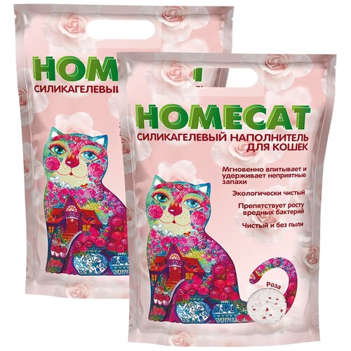 HOMECAT роза наполнитель силикагелевый для туалета кошек (7,6 + 7,6 л)