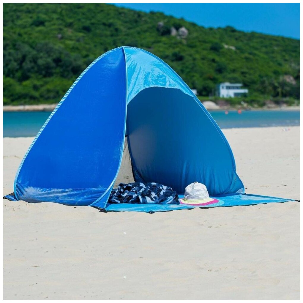 Палатка пляжная 3-х местная 200*165*130 см / Пляжный тент / Автоматическая летняя палатка / Тент от солнца