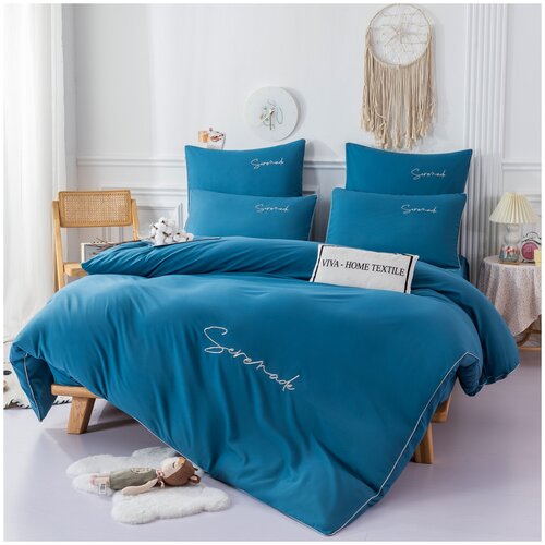 Комплект постельного белья Однотонный Сатин Вышивка ситрейд CH039, 2 спальный
