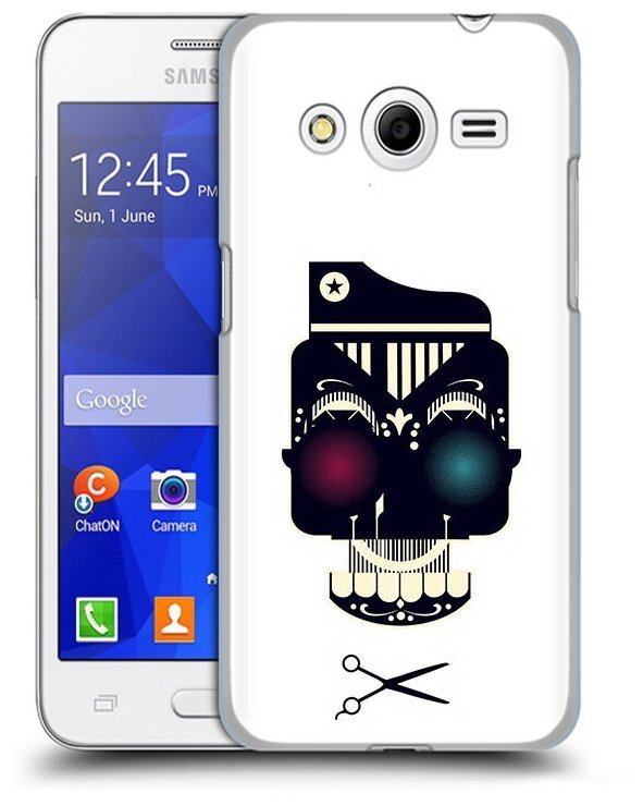 Чехол задняя-панель-накладка-бампер MyPads черно белый скелет с яркими глазами для Samsung Galaxy Core 2 Duos SM-G355H противоударный