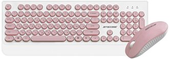 Универсальный беспроводной набор клавиатура + мышь SMART LINE KM39 W White-Pink Клавиатура и мышь