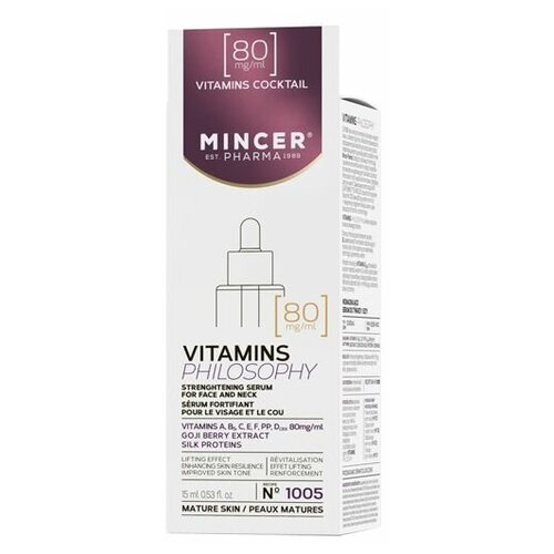 Mincer Vitamins Phylosophy № 1005 - Минцер Укрепляющая сыворотка для лица и шеи, 15 мл -