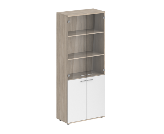 Шкаф высокий Norden SG.801. GL корпус: белый; фасады: дуб светлый
