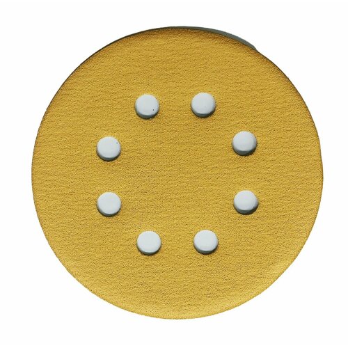 Абразивный шлифовальный круг на бумажной основе VX-Gold под липучку, 125 мм, зернистость P180, 8 отверстий. Набор из 50 штук