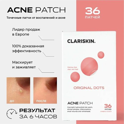 Патчи от прыщей и акне Clariskin ACNE PATCH 36 шт. Original Dots точечные патчи