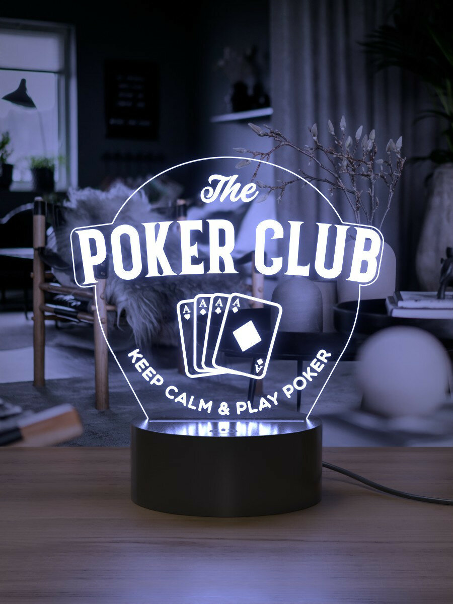 Световая надпись Poker Club / Ночник для игрока в покер казино - фотография № 3