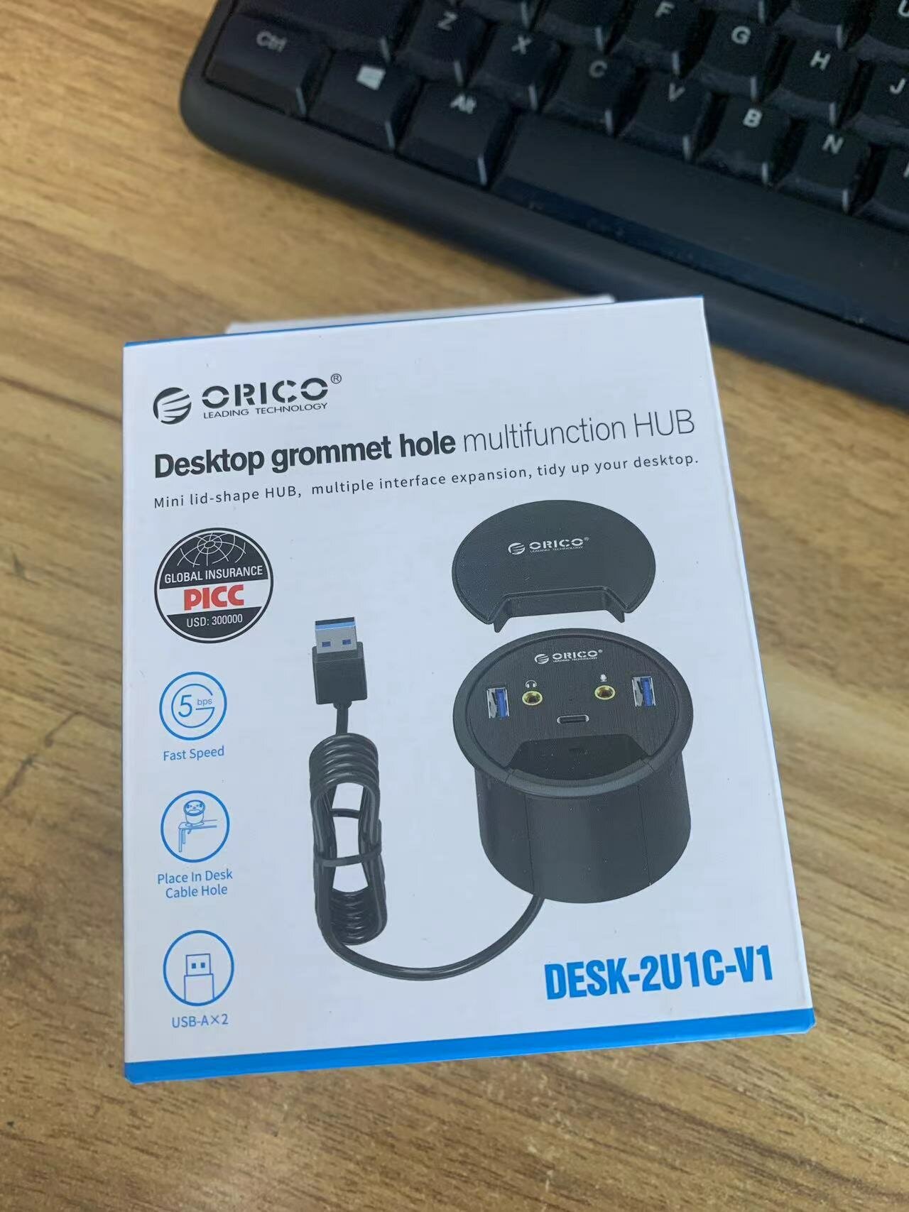 USB-концентратор orico DESK-2U1C (черный)